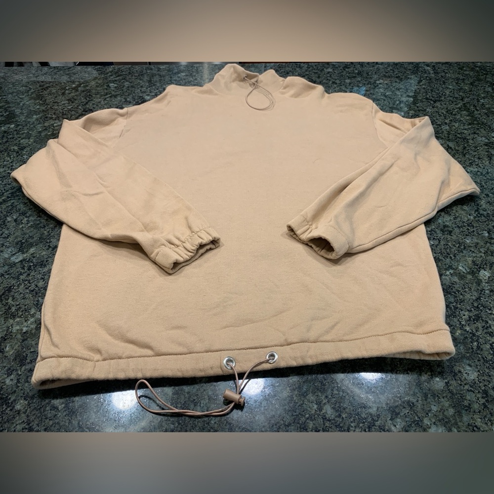 ASOS Unisex Size Medium Camel Colored Mock Turtleneck 100% Cotton Sweatshirt